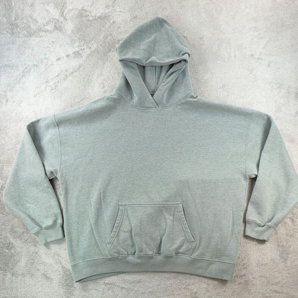 Hollister Hoodie Sweatshirt Womens L Light Green Embroidered Logo Kangaroo Poc